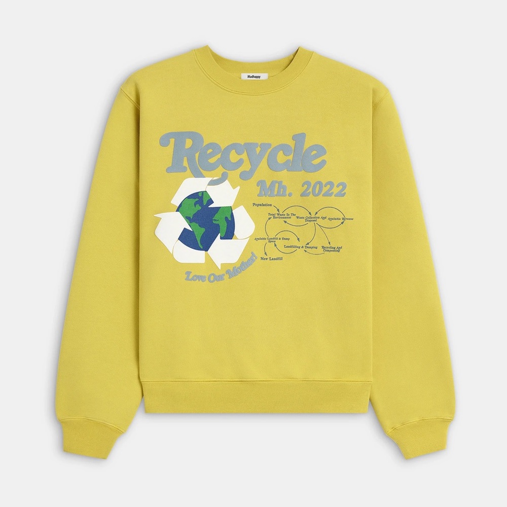 Madhappy Earth Day 2022 Limited Edition Fleece Crewneck, Yellow (Size M)
